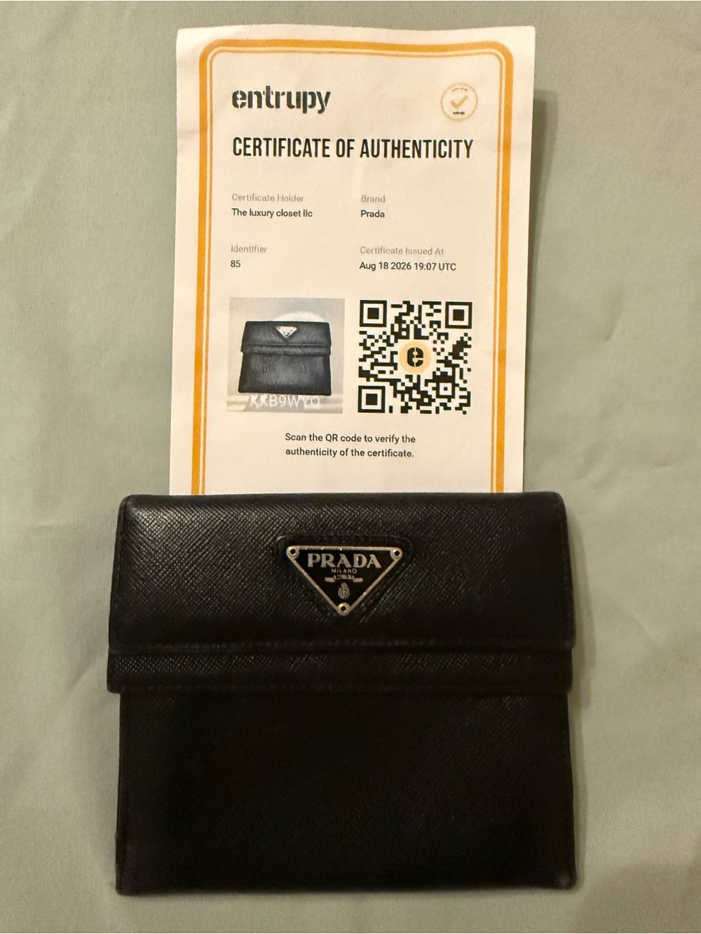 Prada Saffiano Leather Trifold Wallet-COA